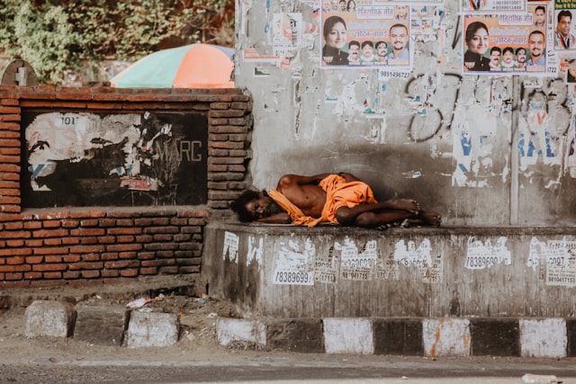 Sleeping beggar india