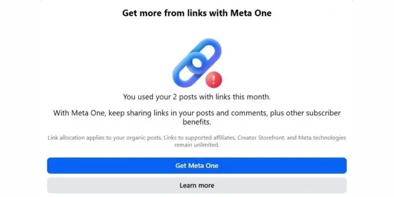 Facebook link limit